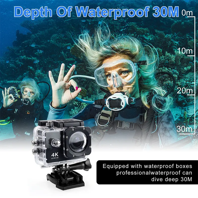 4k 30m Sport Camera Waterproof Hd Wifi Vlog Video